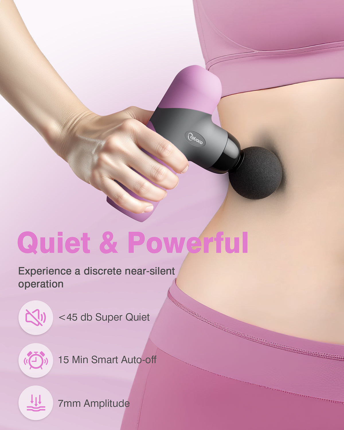 Mini Massage Gun, Percussion Deep Tissues Muscle Massager with 6 Massage Heads, Small Massage Gun Travel, Silicone Material Removable and Washable, best gift for her/him