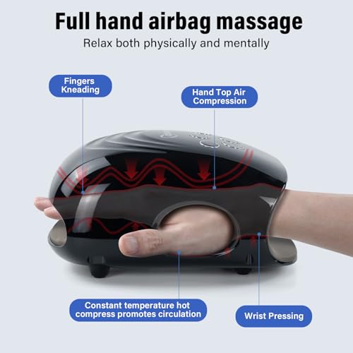 Hand Massager in 3 Modes With Heat and Compression(black)