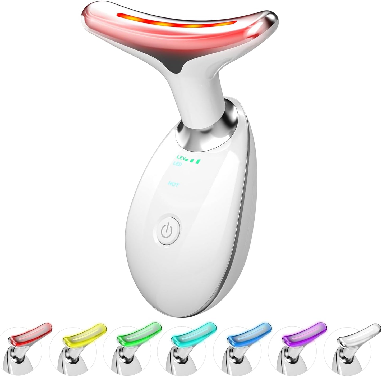 cotsoco Red-Light-Therapy-for-Face and Neck, Red Light Therapy Wand, 7 Color Led Face Neck Sculpting Tool for Skin Care, White