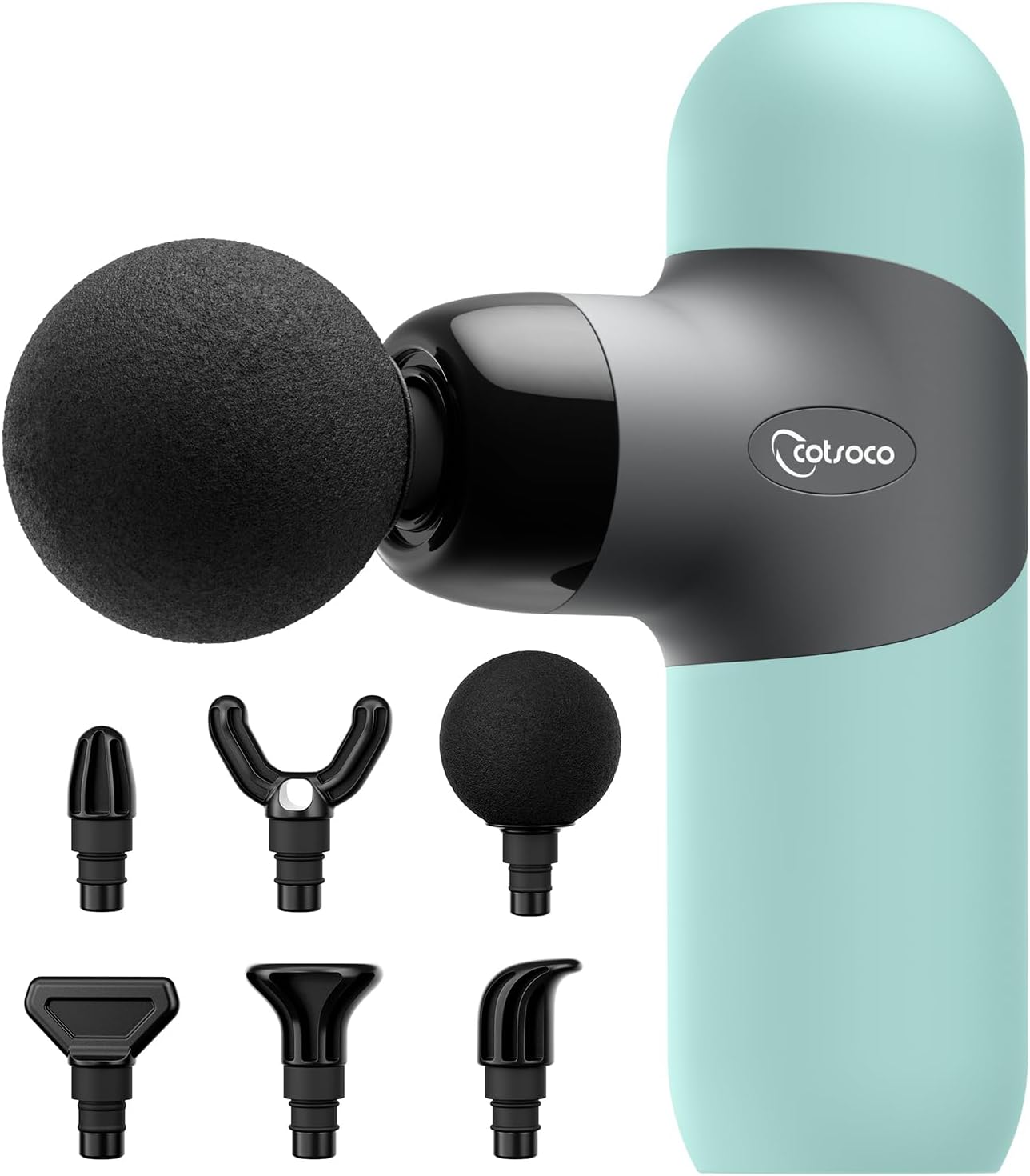 Mini Massage Gun ,Percussion Deep Tissues Muscle Massager, Silicone Material Removable and Washable, Suitable for People with Hyperhidrosis, with 6 Massage Heads 4 Speeds, best gift for her/him-Blue