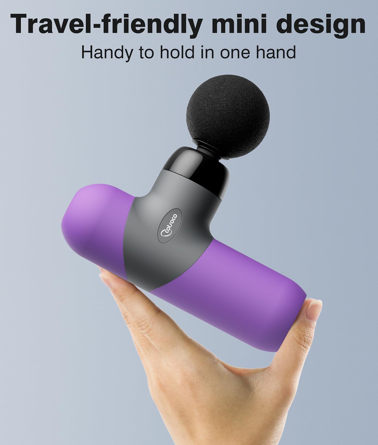 Mini Massage Gun ,Percussion Deep Tissues Muscle Massager, Silicone Material Removable and Washable, Suitable for People with Hyperhidrosis, with 6 Massage Heads 4 Speeds, best gift for her/him-Purple