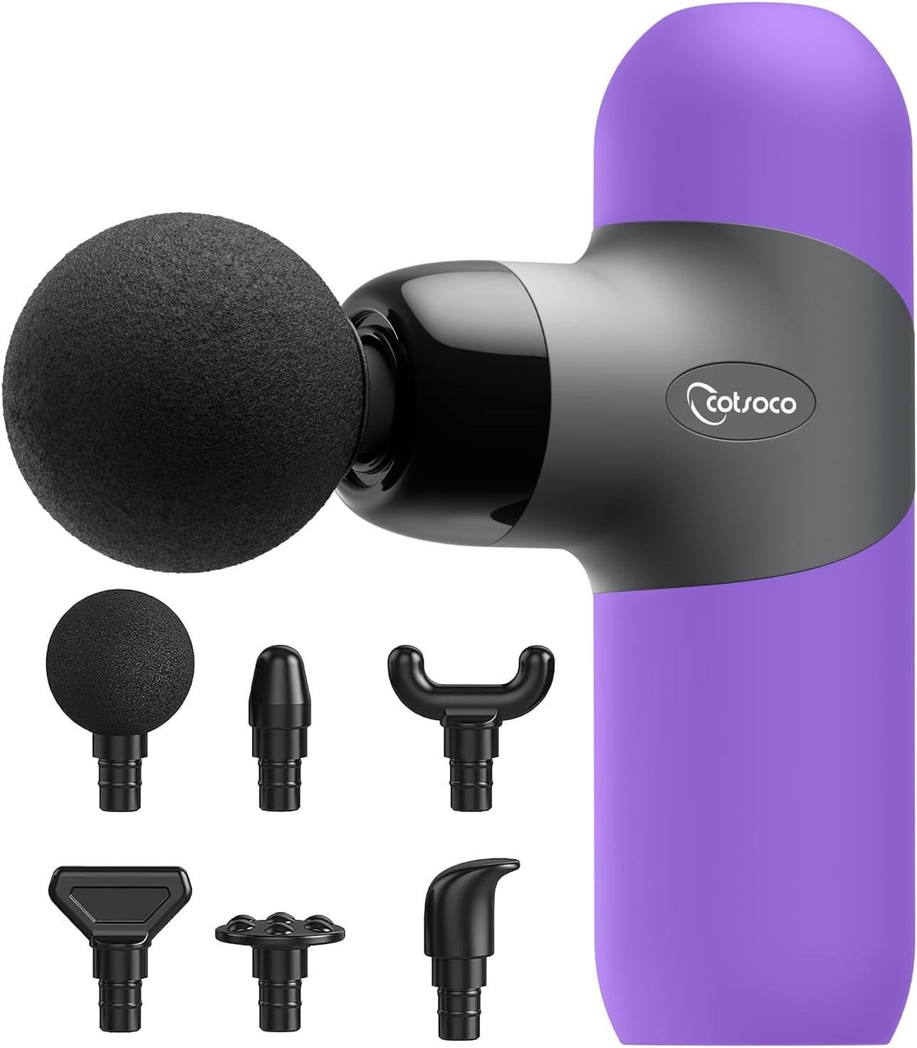Mini Massage Gun ,Percussion Deep Tissues Muscle Massager, Silicone Material Removable and Washable, Suitable for People with Hyperhidrosis, with 6 Massage Heads 4 Speeds, best gift for her/him-Purple
