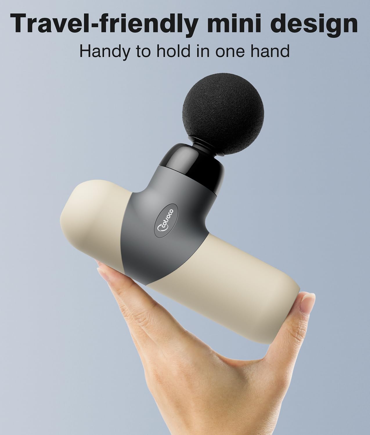 Mini Massage Gun ,Percussion Deep Tissues Muscle Massager, Silicone Material Removable and Washable, Suitable for People with Hyperhidrosis, with 6 Massage Heads 4 Speeds, best gift for her/him-Almond