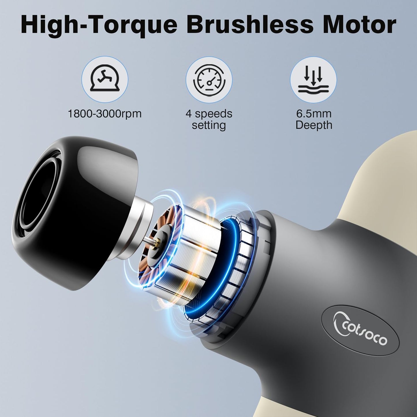 Mini Massage Gun ,Percussion Deep Tissues Muscle Massager, Silicone Material Removable and Washable, Suitable for People with Hyperhidrosis, with 6 Massage Heads 4 Speeds, best gift for her/him-Almond
