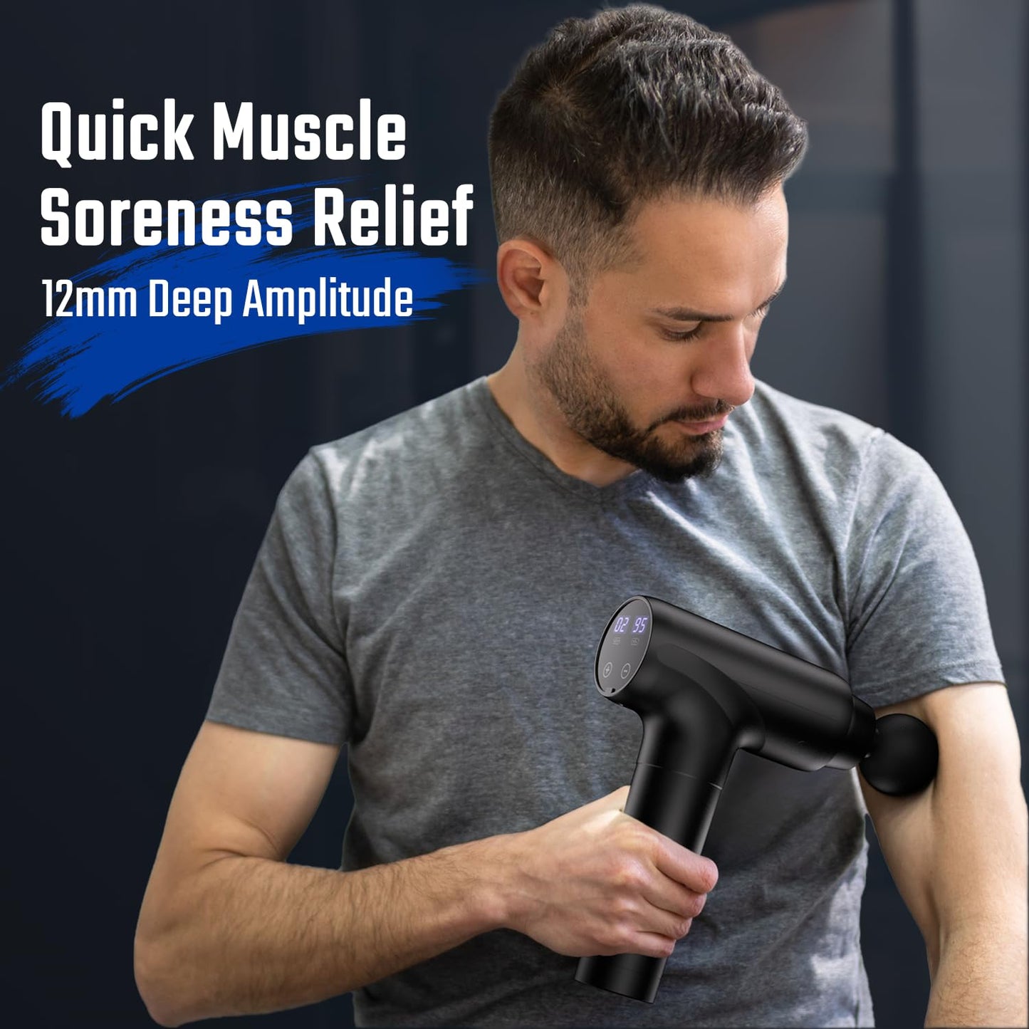 Massage Gun Deep Tissue, Back Massage for Athletes for Pain Relief, Percussion Massager Device with Silent Brushless Motor, Relax Gift for Mothers Day and Fathers Gifts (Black)