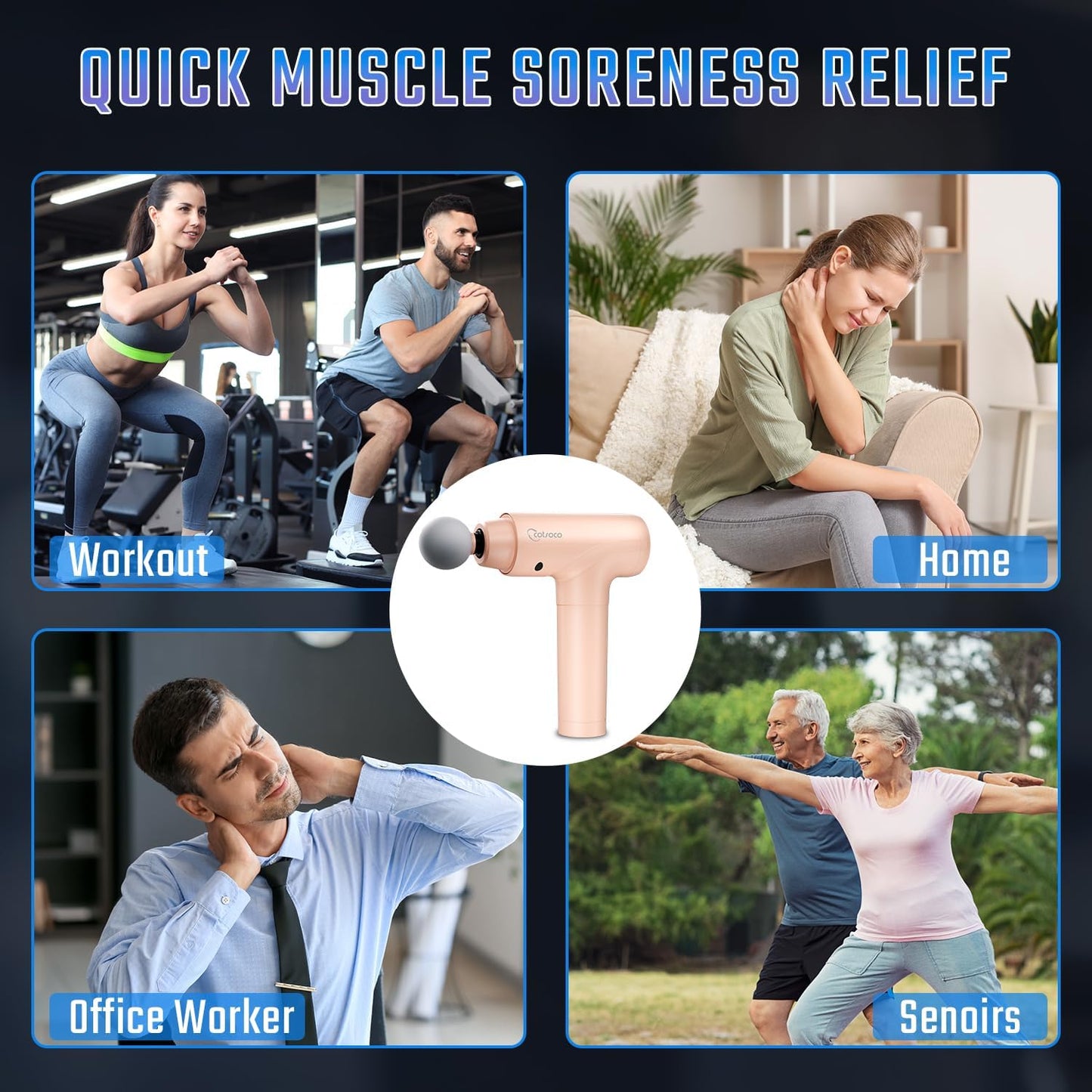 Massage Gun Deep Tissue, Back Massage for Athletes for Pain Relief, Percussion Massager Device with Silent Brushless Motor, Relax Gift for Mothers Day and Fathers Gifts (PINK)