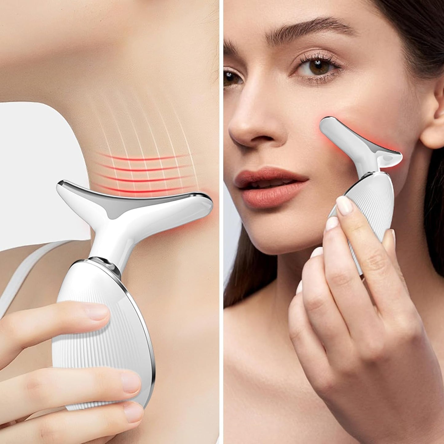 cotsoco Red-Light-Therapy-for-Face and Neck, Red Light Therapy Wand, 7 Color Led Face Neck Sculpting Tool for Skin Care, White