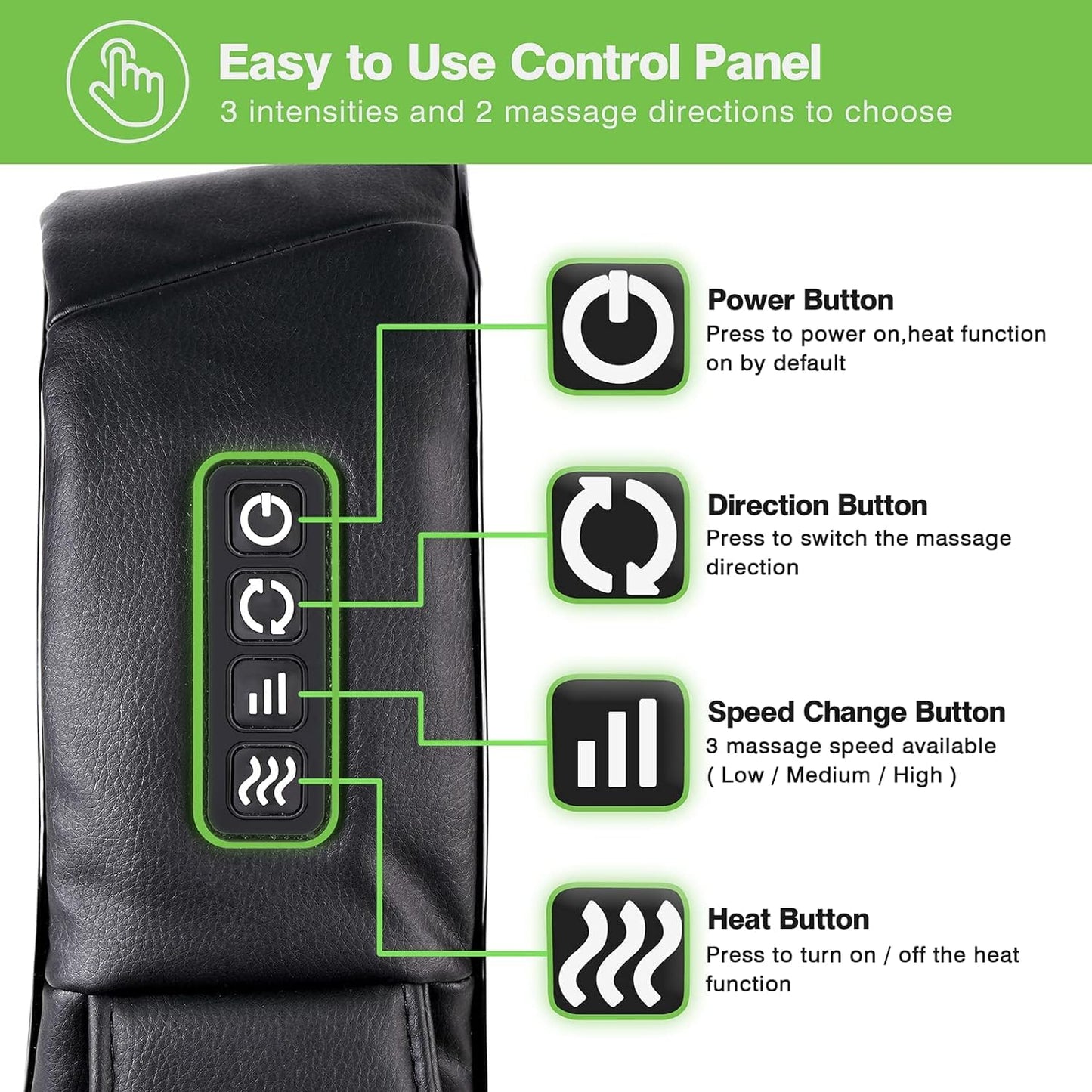 Cordless Shiatsu Neck and Shoulder Massager with Heat,3D Deep Tissue Kneading