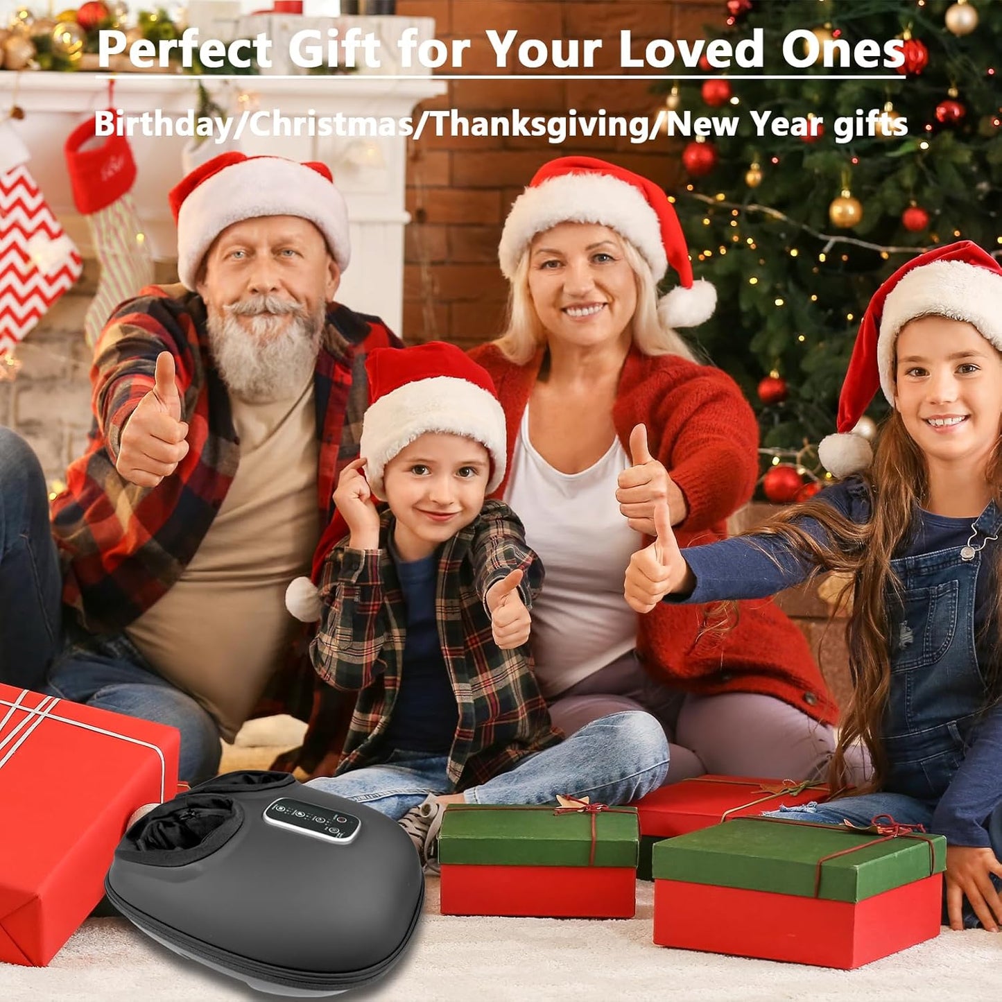 cotsoco Shiatsu Foot Massager with Heat, Deep Kneading Therapy Air Compression, Foot Massage Improve Blood Circulation Feet Massager Wellness Soothing Pain Relief, Gifts for Men Women