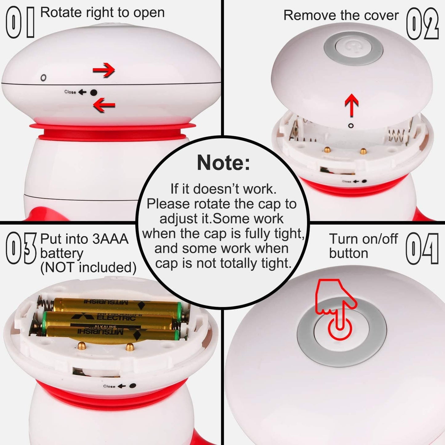Mini Portable Vibrating Body Massager with LED Light (Red color)