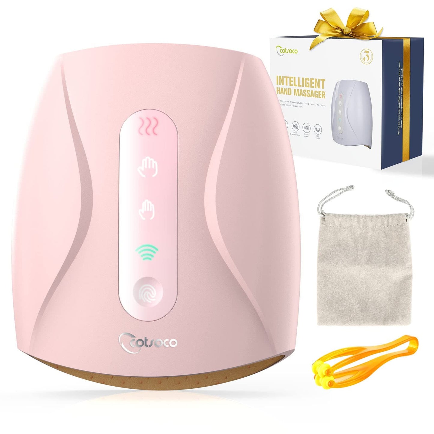 Electric Cordless Hand Massager with Heat,3 Levels Accupressurer(pink)