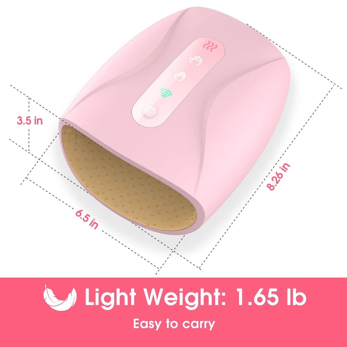 Electric Cordless Hand Massager with Heat,3 Levels Accupressurer(pink)