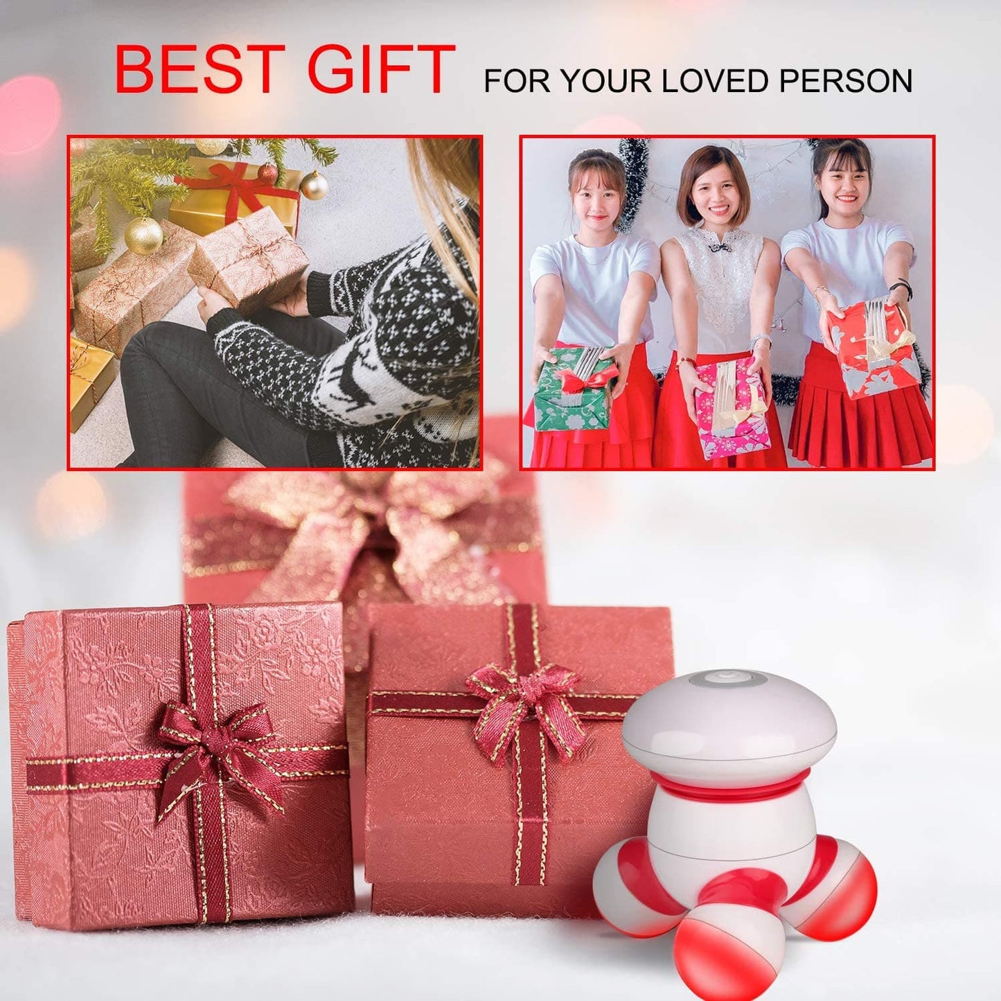 Mini Portable Vibrating Body Massager with LED Light (Red color)