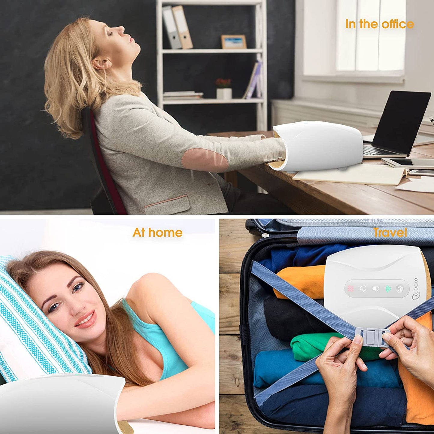 Electric Cordless Hand Massager with Heat,3 Levels Accupressurer(white)