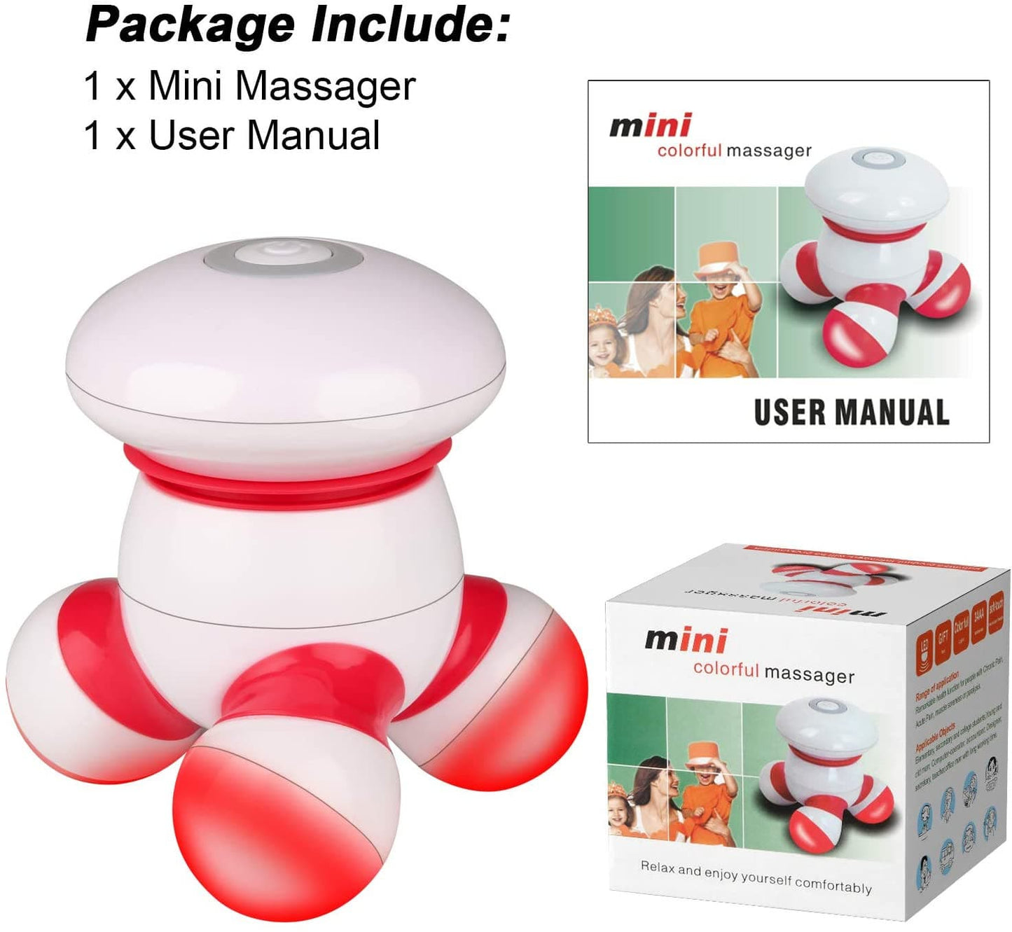 Mini Portable Vibrating Body Massager with LED Light (Red color)
