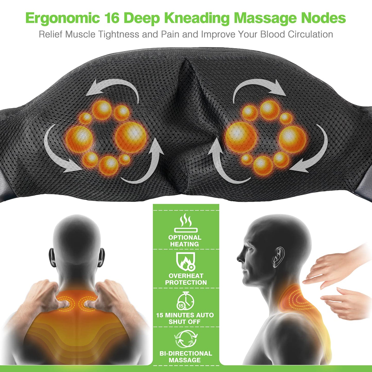 cotsoco Shiatsu Back Neck and Shoulder Massager with Heat,Deep Tissue 3D Kneading Pillow, Electric Full Body Massager for Legs,Foot,Body Muscle Pain Relief,Gifts for Mom Dad