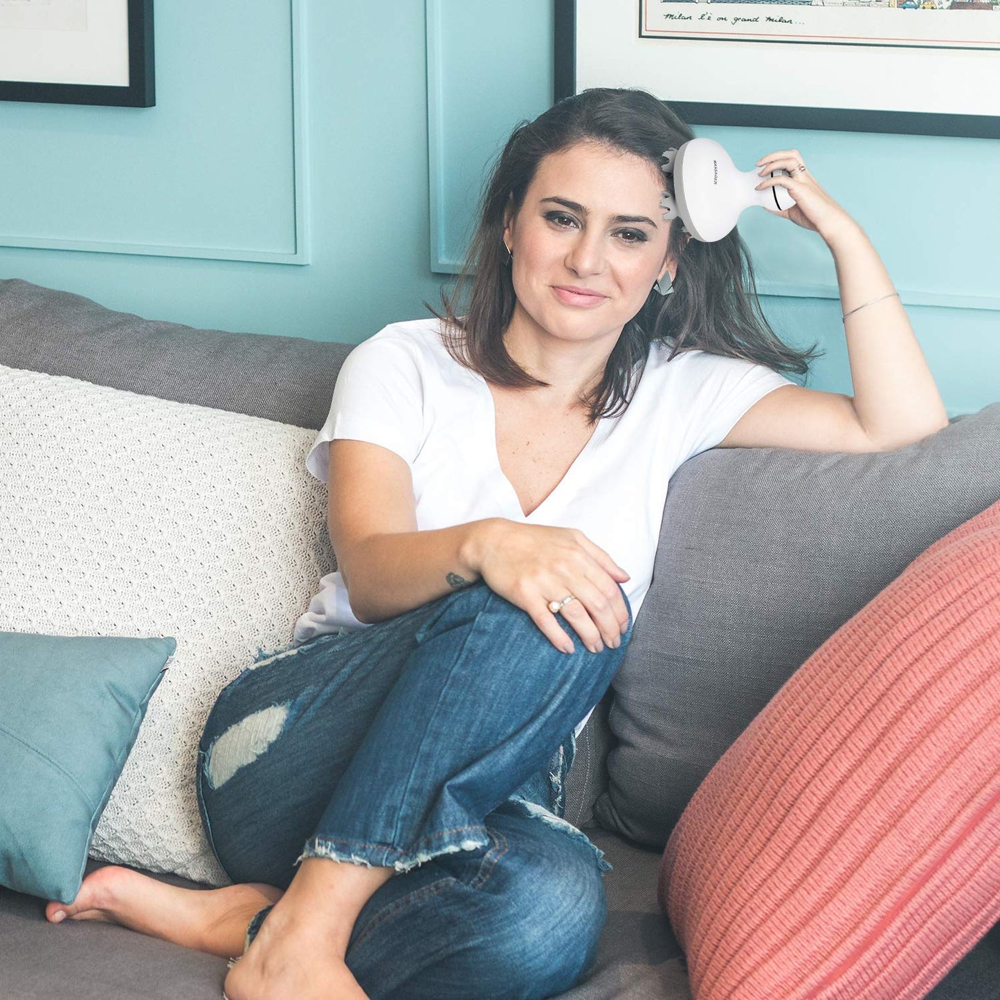 cotsoco Electric Scalp Head Massager, Waterproof Massager with 4 Heads 84 Nodes for Hair Growth and Stress Release Massage