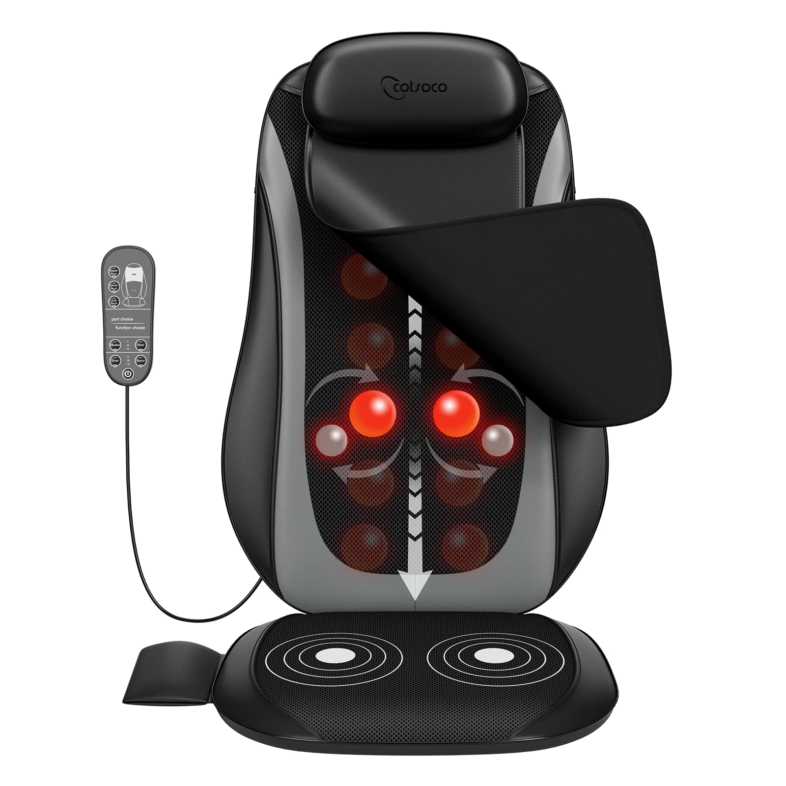 homedics Total Back Massager with Heat Cordless Use At Home Or Car