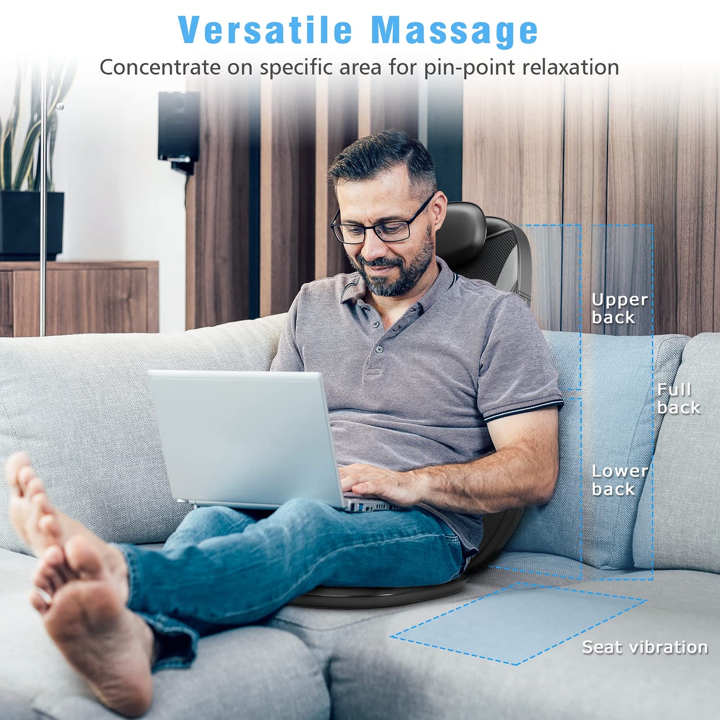 Shiatsu Massage Cushion with Heat, Full Back Massager with Vibration, Deep Kneading Rolling Massage Chair Pad