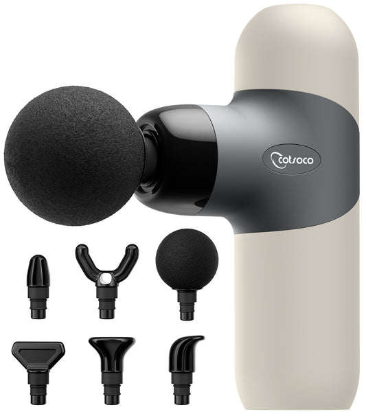 Mini Massage Gun ,Percussion Deep Tissues Muscle Massager, Silicone Material Removable and Washable, Suitable for People with Hyperhidrosis, with 6 Massage Heads 4 Speeds, best gift for her/him-Almond