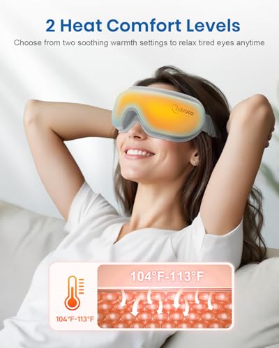 Cotsoco Eye Massager with Heat, Remote, and Compression, Adjustable Foldable Sleep Mask for Relaxing Eyes and Better Sleep, Migraine Relief Device, Birthday Gifts for Women Men Her Him-Blue