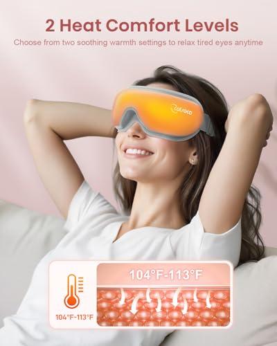 Cotsoco Eye Massager with Heat, Remote, and Compression, Adjustable Foldable Sleep Mask for Relaxing Eyes and Better Sleep, Migraine Relief Device, Birthday Gifts for Women Men Her Him-Pink