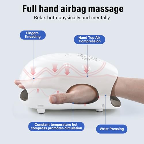 Hand Massager in 3 Modes With Heat and Compression(white)