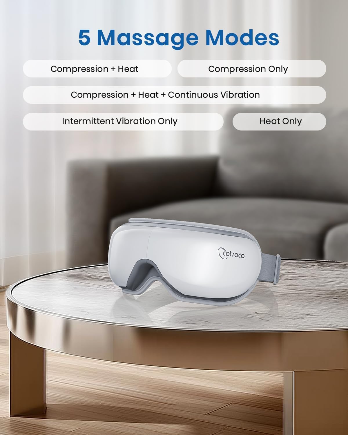 Cotsoco Eye Massager with Remote, Sleep Mask with Heat, Headache Massager Scalp for Migraine and Compression, Christmas Birthday Gifts for Women Men, Relaxing Eyes and Better Sleep Relief Stye Eye