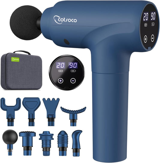 Massage Gun Deep Tissue, Back Massage for Athletes for Pain Relief, Percussion Massager Device with Silent Brushless Motor, Relax Gift for Mothers Day and Fathers Gifts (Dark Blue)
