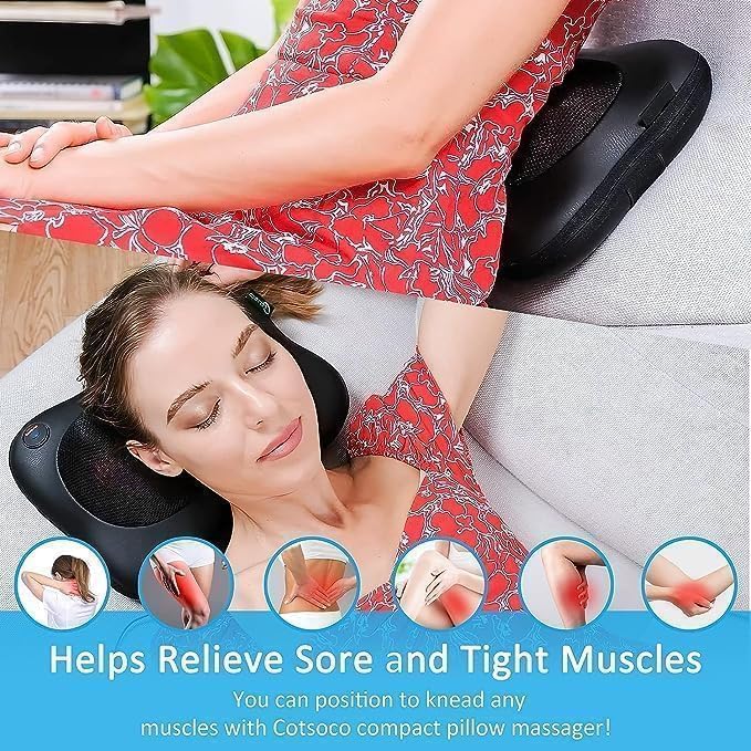 Shiatsu Back and Neck Massager with Soothing Heat -Deep Tissue Massage Pillow with 3D Kneading