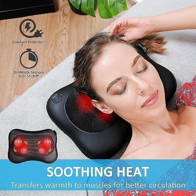 Shiatsu Back and Neck Massager with Soothing Heat -Deep Tissue Massage Pillow with 3D Kneading