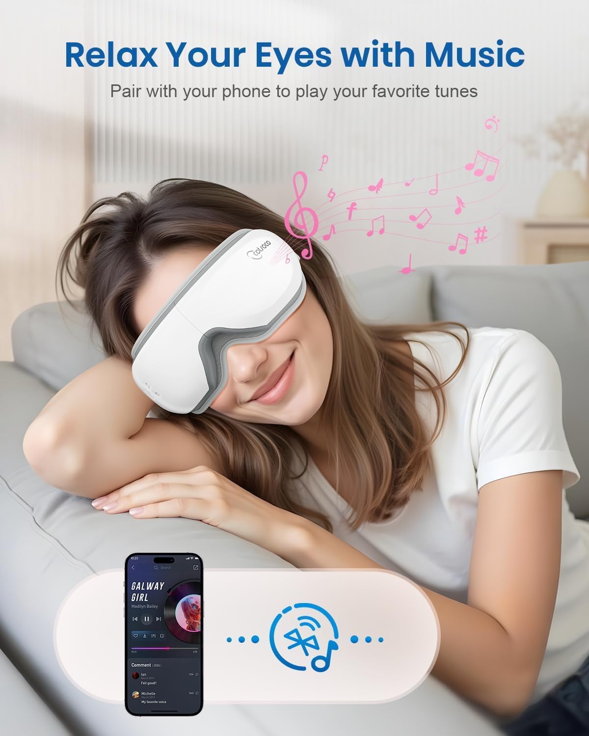 Cotsoco Eye Massager with Remote, Sleep Mask with Heat, Headache Massager Scalp for Migraine and Compression, Christmas Birthday Gifts for Women Men, Relaxing Eyes and Better Sleep Relief Stye Eye