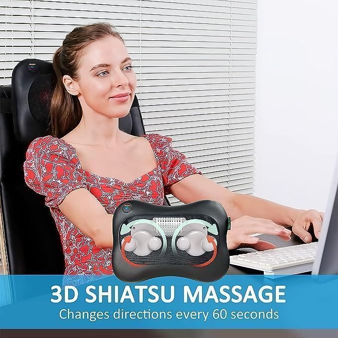 Shiatsu Back and Neck Massager with Soothing Heat -Deep Tissue Massage Pillow with 3D Kneading