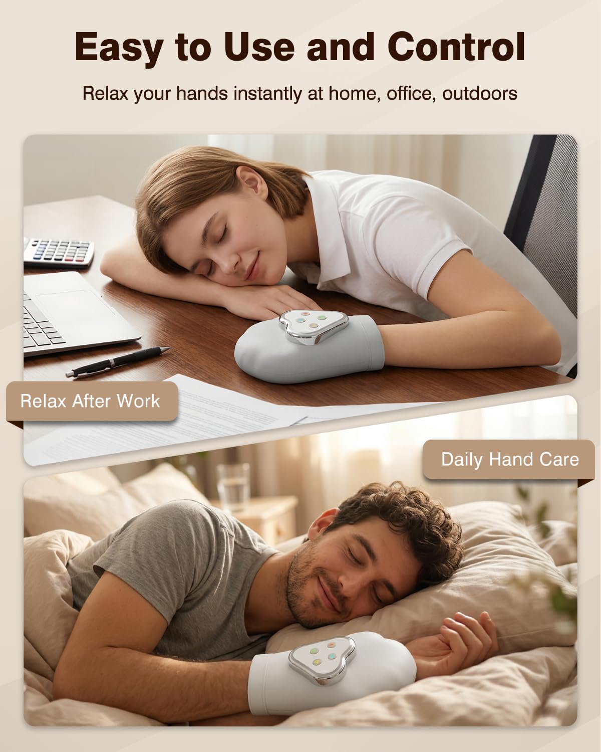 cotsoco Updated Hand Massager with Heat and Compression - Electric Individual Finger Massage for Arthritis, Carpal Tunnel & Pain Relief, Cordless Portable Massager for Wrist & Fingers, Gifts for Mom