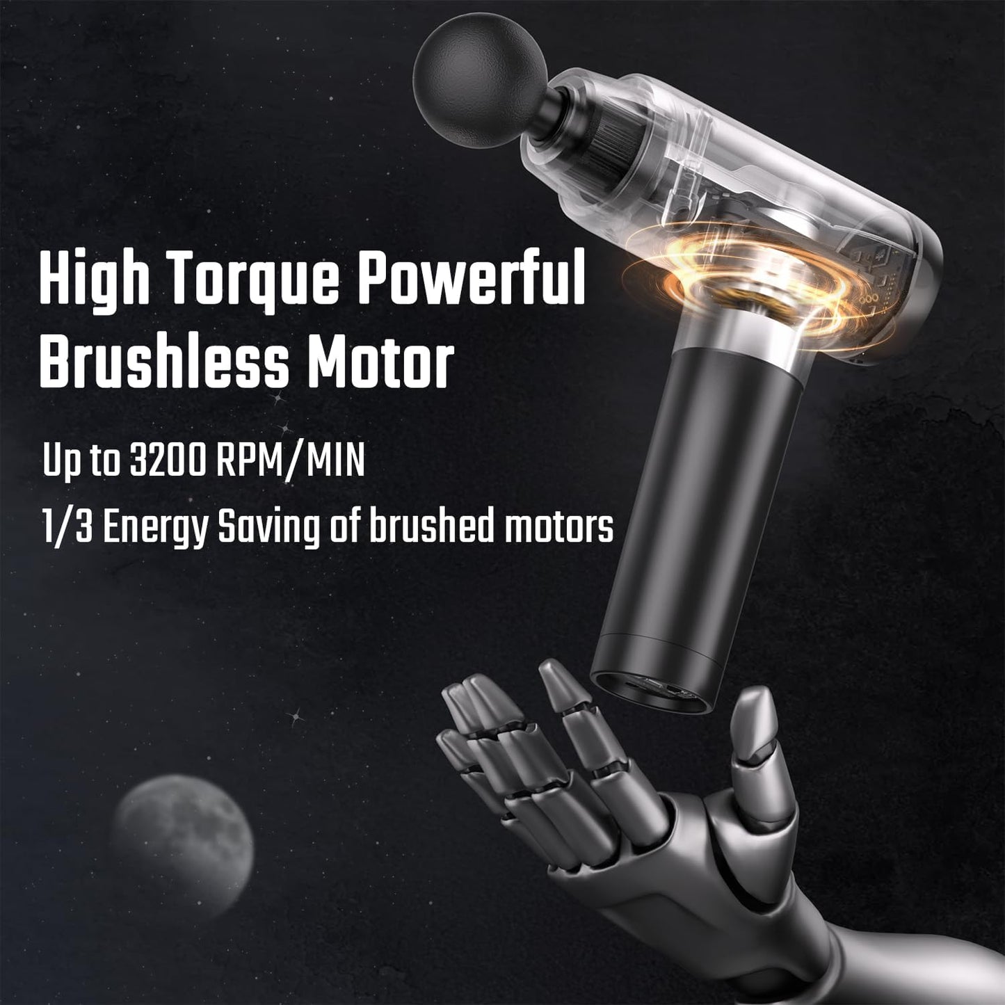 cotsoco Massage Gun with Heat Head, Muscle Massage Gun Deep Tissue Back Massager for Pain Relief, 20 Speeds Handheld Electric Massager Tool with Silent Brushless Motor, Gym Office Home Travel Use