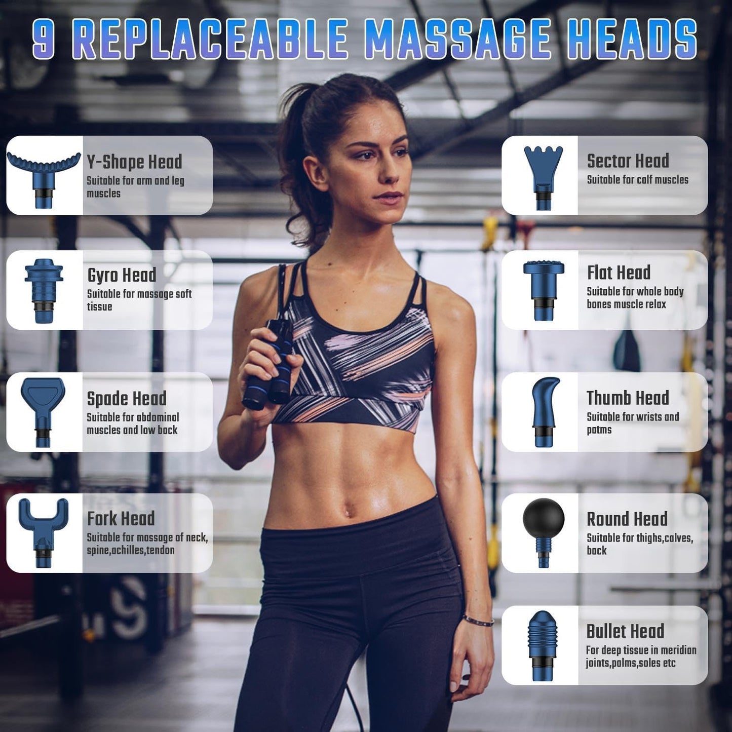 Massage Gun Deep Tissue, Back Massage for Athletes for Pain Relief, Percussion Massager Device with Silent Brushless Motor, Relax Gift for Mothers Day and Fathers Gifts (Dark Blue)