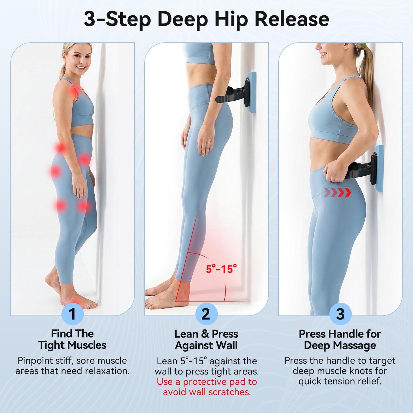 Psoas Release Tool,Adjustable Trigger Point Massage Tool for Full Body,Myofascial Release Tool for Iliacus, Pain Relief, Hip Flexor, Back, Hamstring, Glute, Sciatica Pain,Black