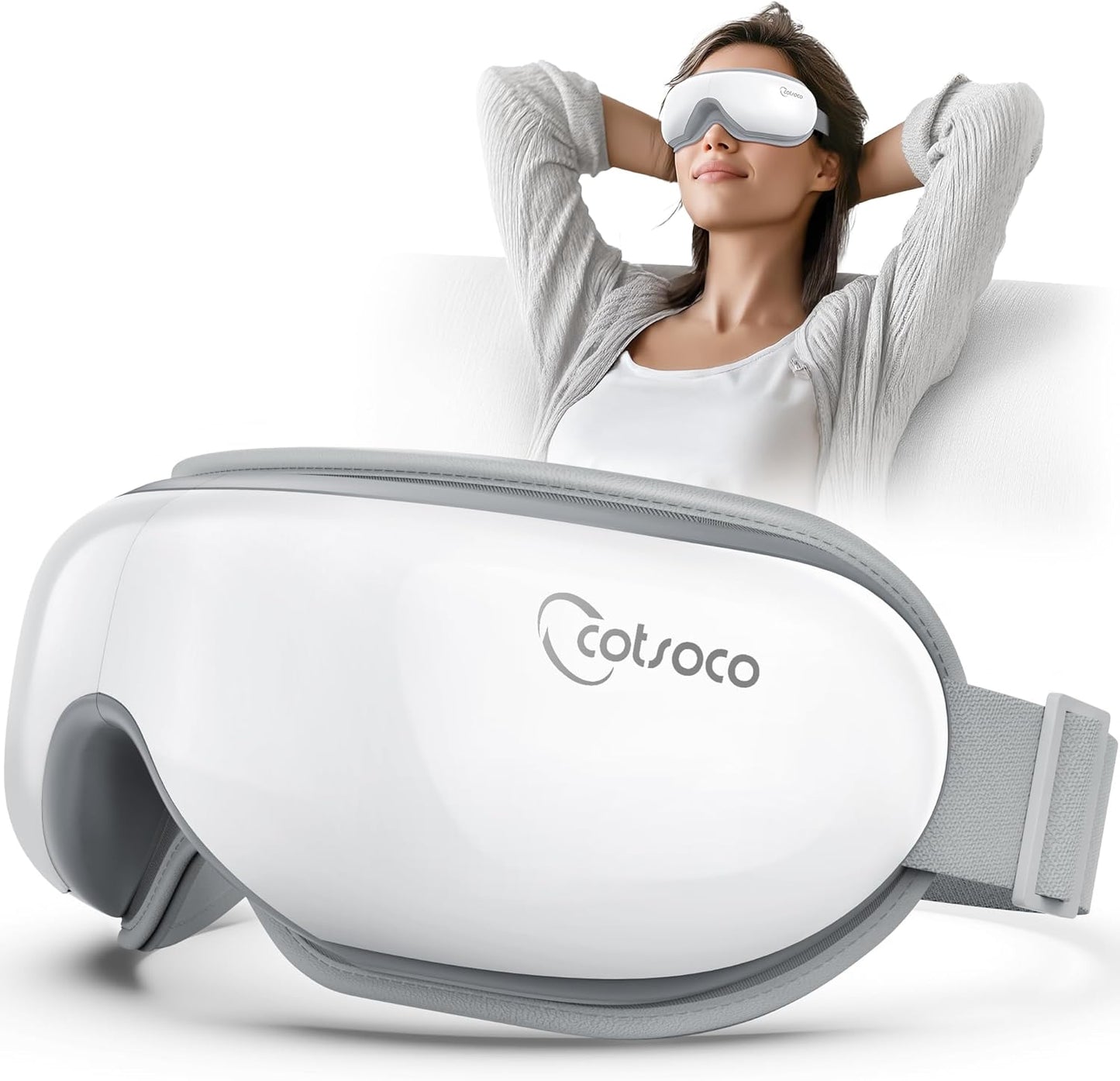 cotsoco Eye Massager with Heat, Birthday Gifts for Women, Heated Eye Mask with Bluetooth Music, Relax & Reduce Strain Dark Circles and Improve Sleep, Gift for Mom Dad Women Men