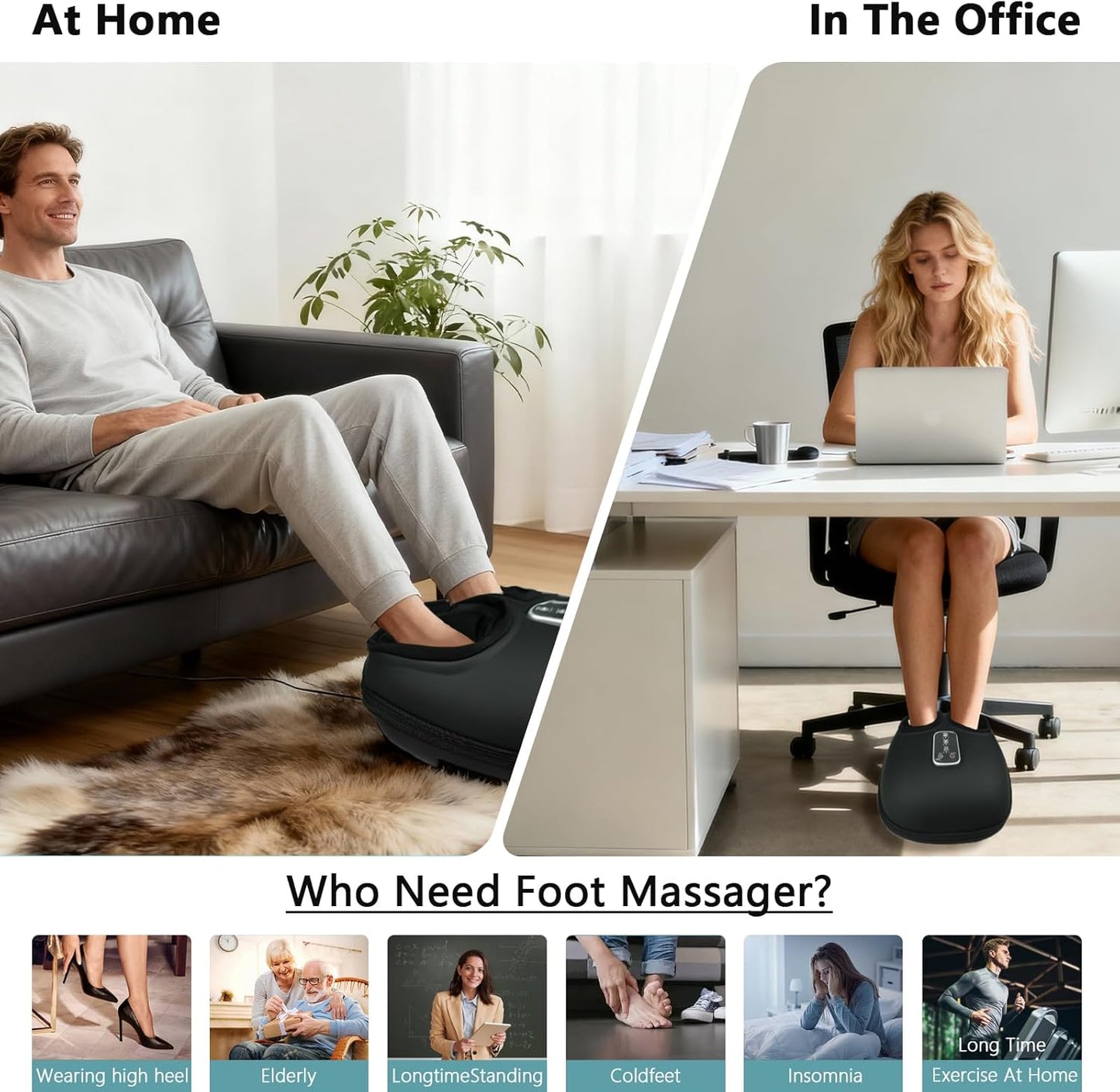 cotsoco Shiatsu Foot Massager with Heat, Deep Kneading Therapy Air Compression, Foot Massage Improve Blood Circulation Feet Massager Wellness Soothing Pain Relief, Gifts for Men Women