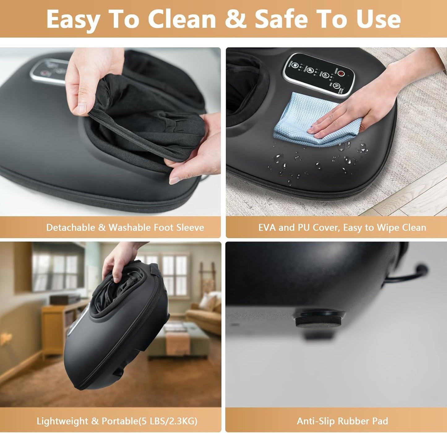 cotsoco Shiatsu Foot Massager with Heat, Deep Kneading Therapy Air Compression, Foot Massage Improve Blood Circulation Feet Massager Wellness Soothing Pain Relief, Gifts for Men Women