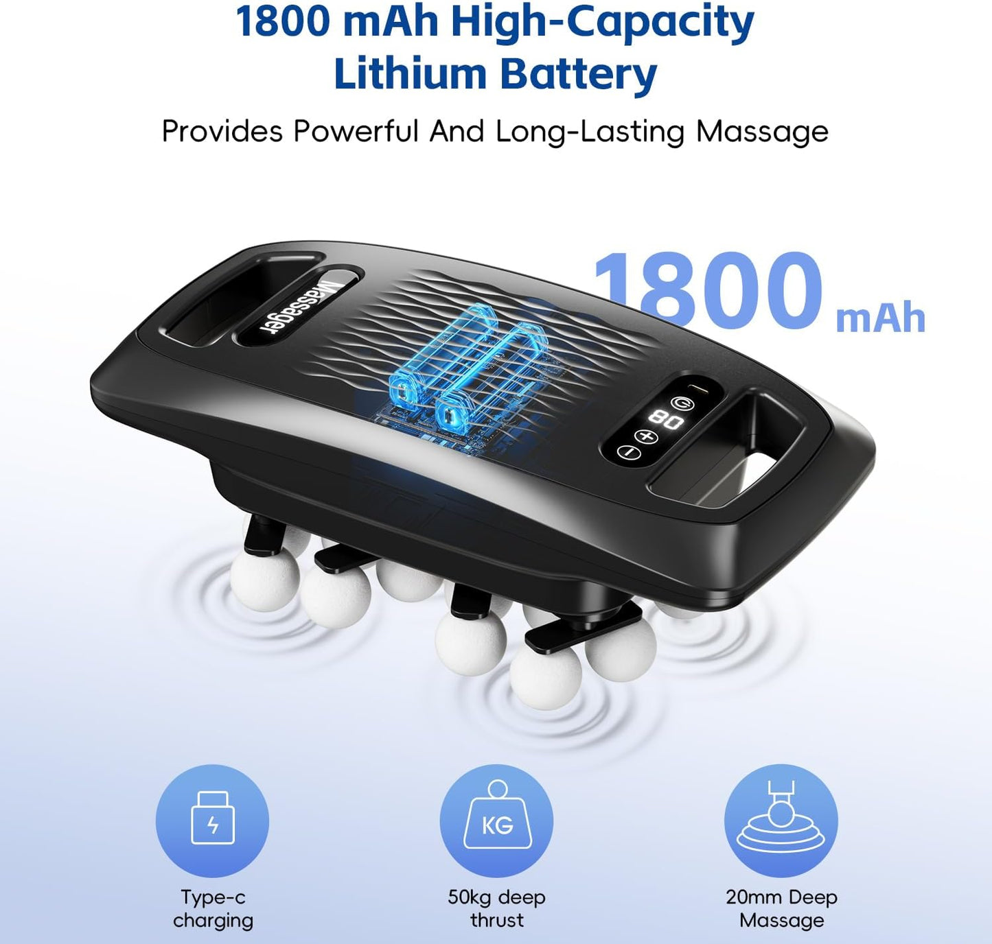 cotsoco 20-Head Massage Gun Set, Deep Tissue Percussion Massager with 9 Modes and 9 Intensities, Quiet Handheld Muscle Massager for Back, Shoulders, Legs, Foot & Body Pain Relief