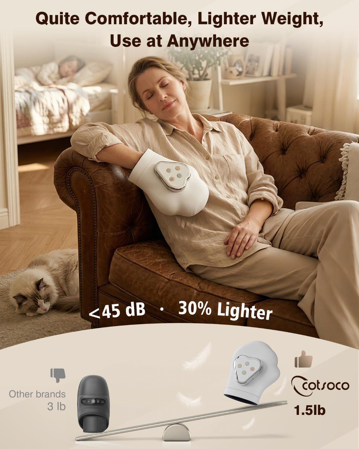 cotsoco Updated Hand Massager with Heat and Compression - Electric Individual Finger Massage for Arthritis, Carpal Tunnel & Pain Relief, Cordless Portable Massager for Wrist & Fingers, Gifts for Mom