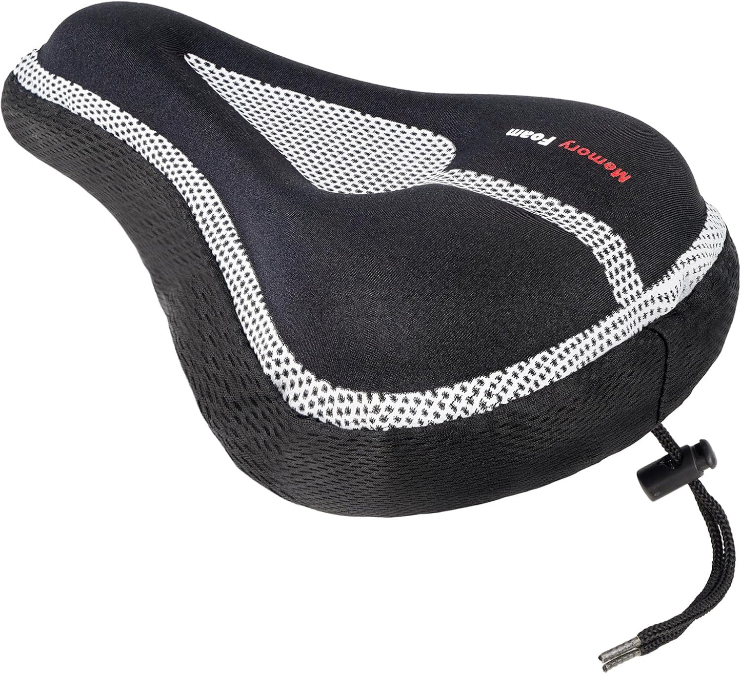 cotsoco Bike Seat Cushion, Memory Foam & Gel Bike Seat Cushion Cover for Men Women, Comfortable Bicycle Seat Cover Saddle fit with Exercise/Mountain Road Cycling Bike, Outdoor & Indoor, black