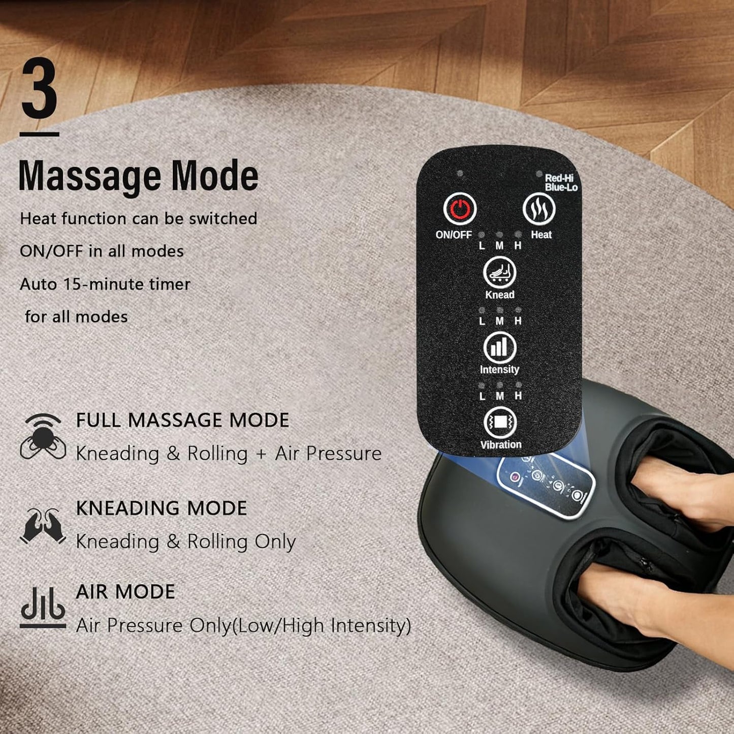 cotsoco Shiatsu Foot Massager with Heat, Deep Kneading Therapy Air Compression, Foot Massage Improve Blood Circulation Feet Massager Wellness Soothing Pain Relief, Gifts for Men Women