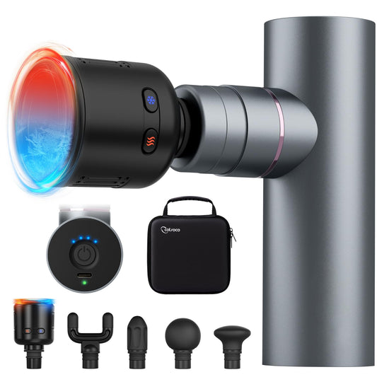 cotsoco Mini Deep Tissue Massage Gun with Heat and Cold Therapy, Full-Metal Handheld Electric Massager for Muscle Pain Relief, Portable Percussion Massage Gun for Athletes and Recovery