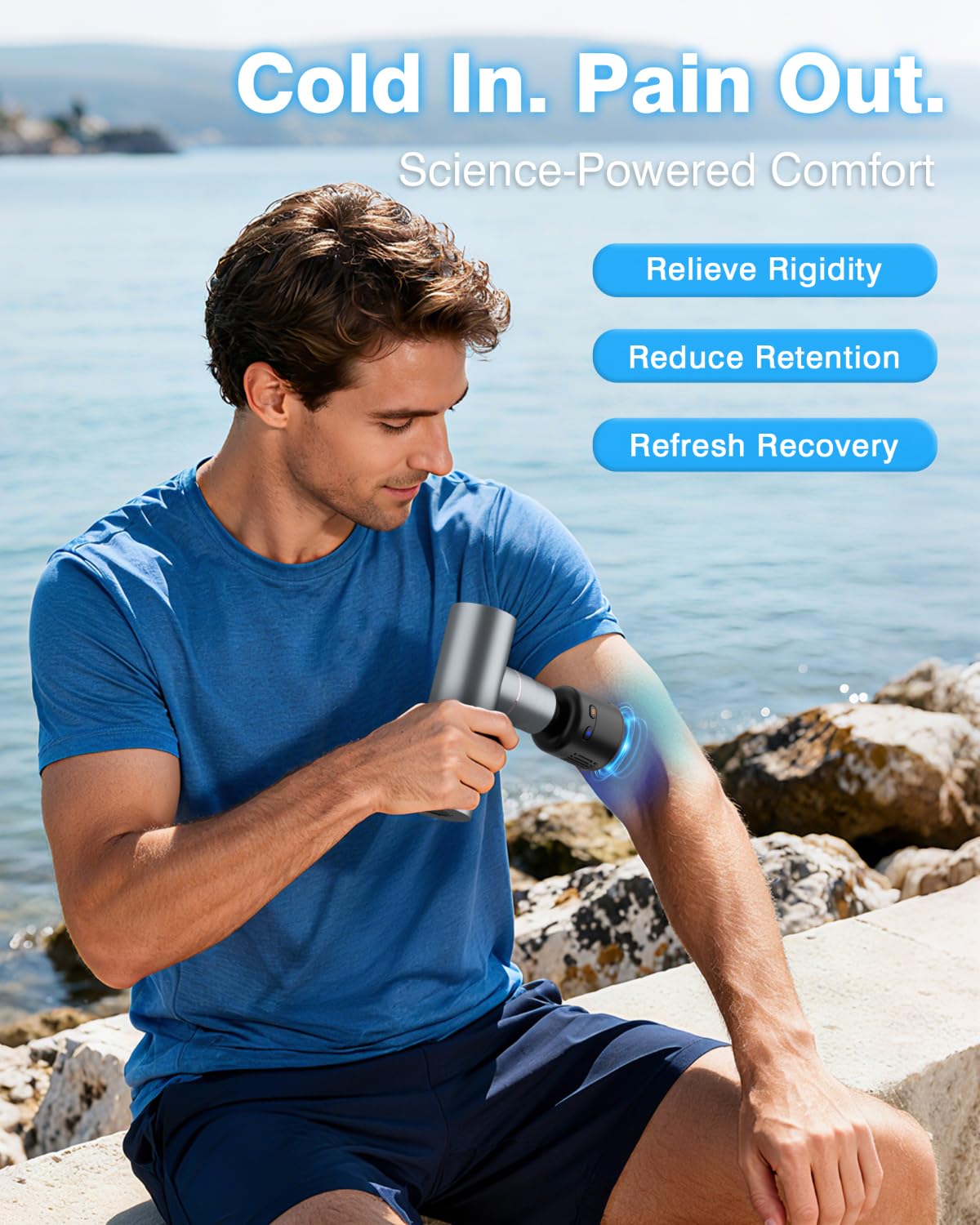 cotsoco Mini Deep Tissue Massage Gun with Heat and Cold Therapy, Full-Metal Handheld Electric Massager for Muscle Pain Relief, Portable Percussion Massage Gun for Athletes and Recovery