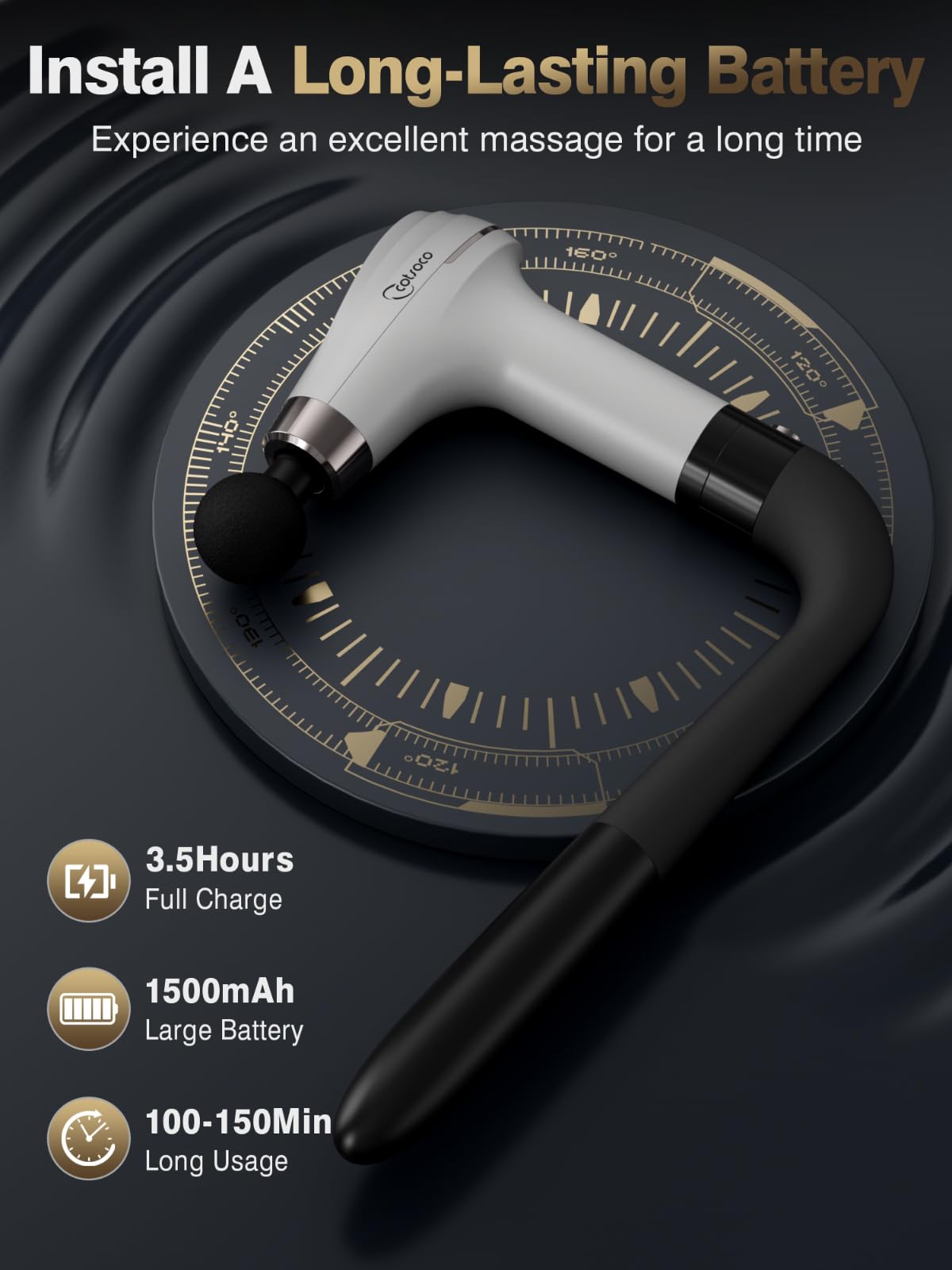 cotsoco Massage Gun with Upgraded Extension Handle, Percussion Deep Tissue Back Massager with 4 Massage Heads & 6 Speed Levels, Muscles/Neck/Shoulders/Waist/Legs Massager for Pain Relief, Gifts