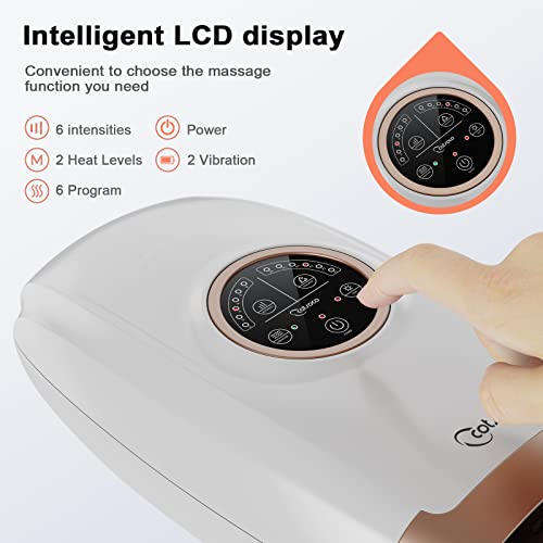 Cordless Hand Massager Machine for Arthritis and Carpal Tunnel Relief, 6 Levels Hand Therapy with Heat and Compression