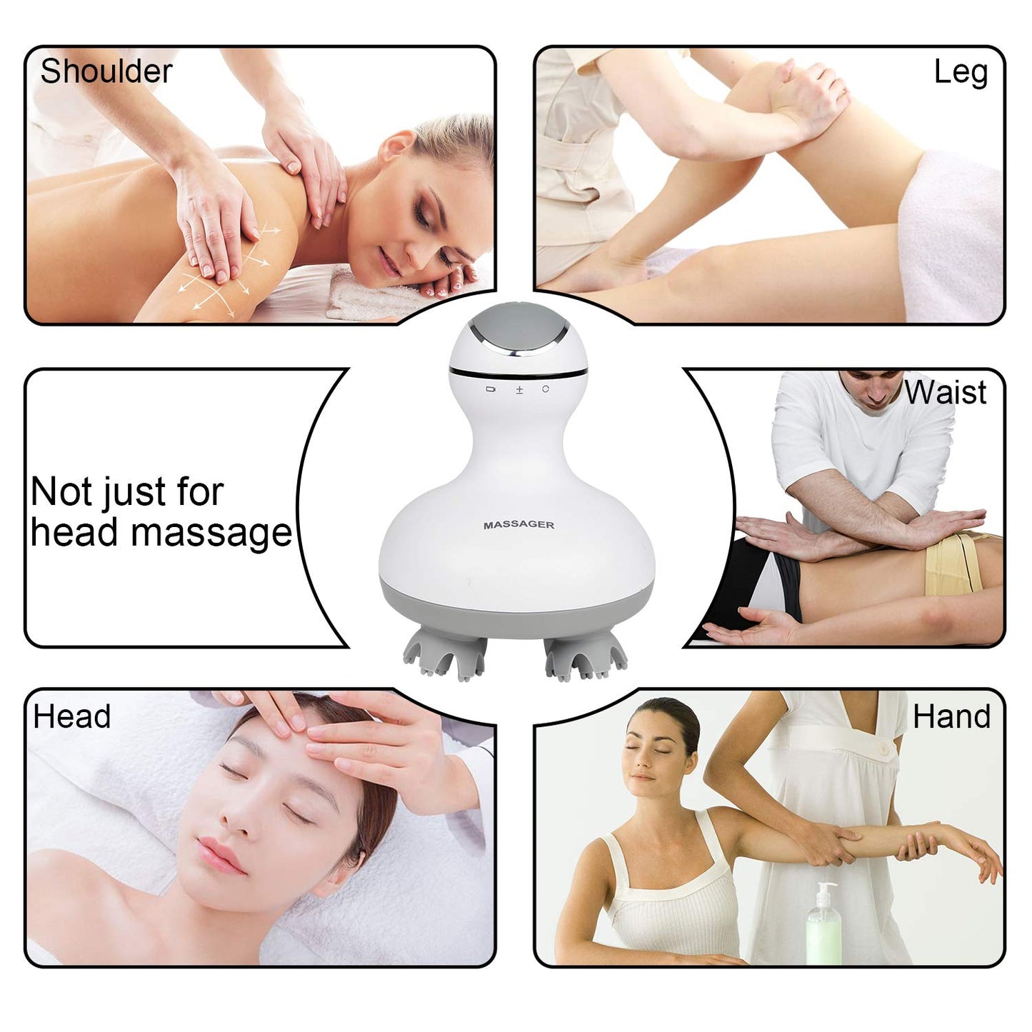 Cotsoco Electric Scalp Head Massager, Waterproof Massager with 4 Heads 84 Nodes for Hair Growth and Stress Release Massage