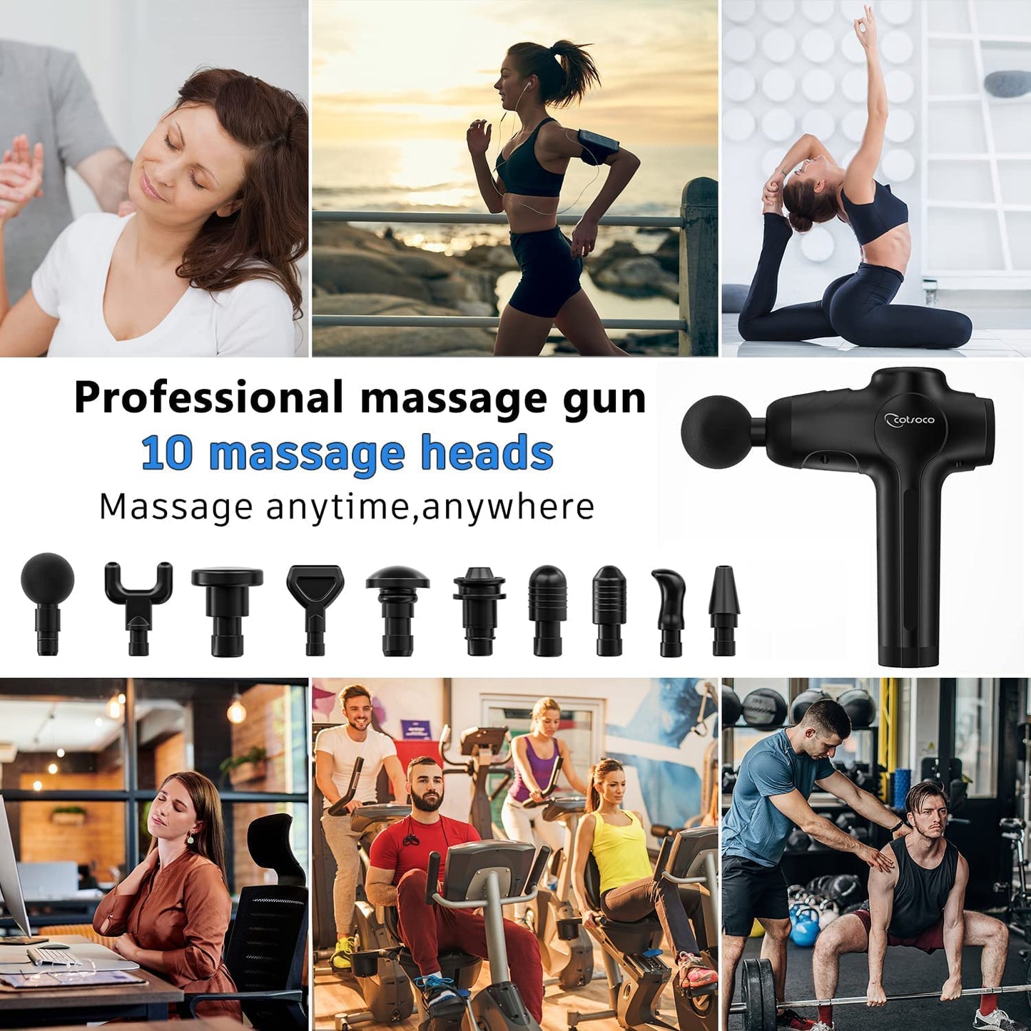 Cotsoco Percussion Massage Gun, Cordless Rechargeable Portable Fascia Gun for Neck Back Body